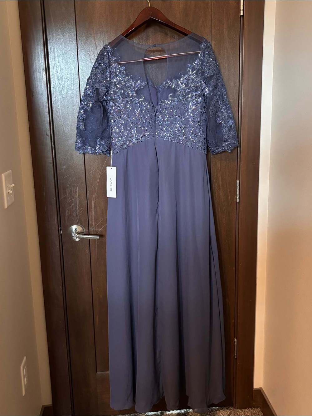 Mother of the Bride/Grandmother Dress NWT Lavevir Size 12 Stormy Blue - Picture 4 of 8